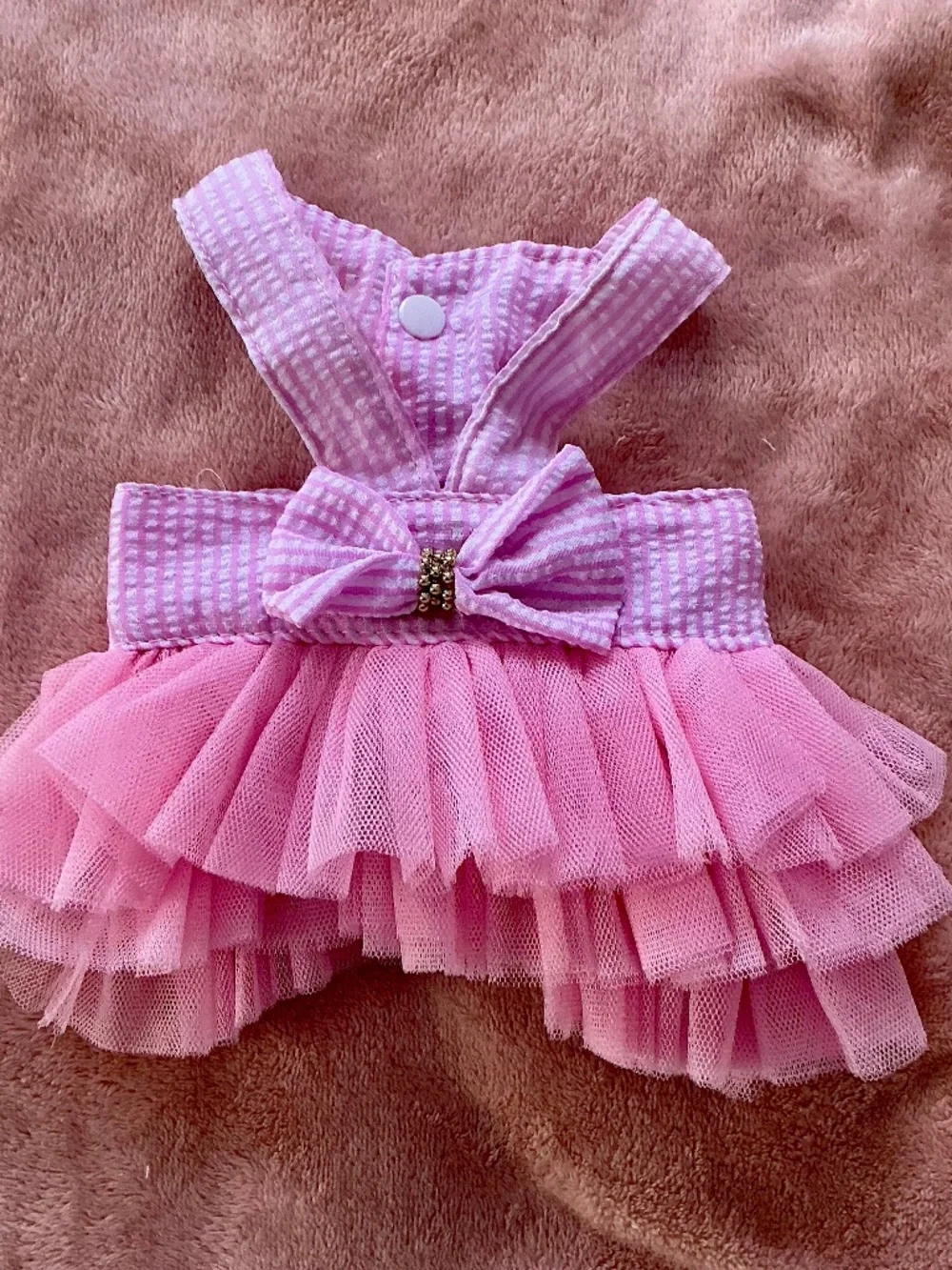 Beautiful pink gingham and tulle summer dress
